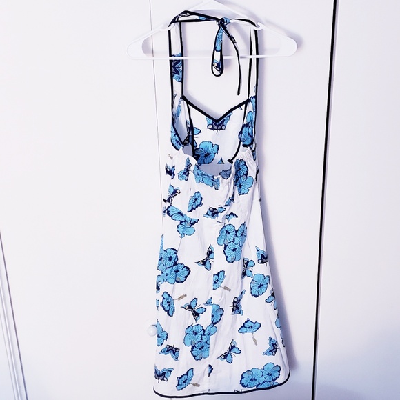 butterfly and hibiscus flower midi halter dress - Picture 2 of 3